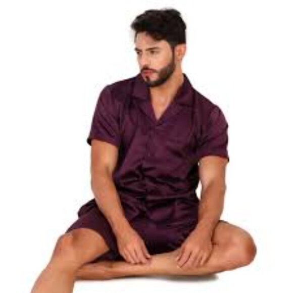 7 - NWT NOBLE MOUNT MEN'S PREMIUM SATIN SHORT PAJAMA SET - Picture 3 of 3
